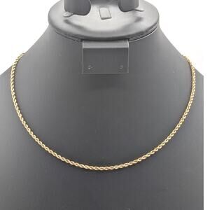 Vintage 14K Yellow Gold 18.5" Rope Chain Necklace Slide in Clasp w/ Safety 9.60g